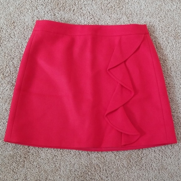 J. CREW 100% Wool Size 8P Red Mini Skirt